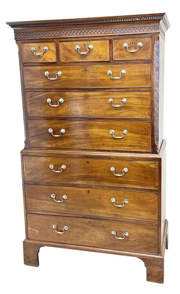 Georgian 18th Century Mahogany Tallboy / Chest On Chest