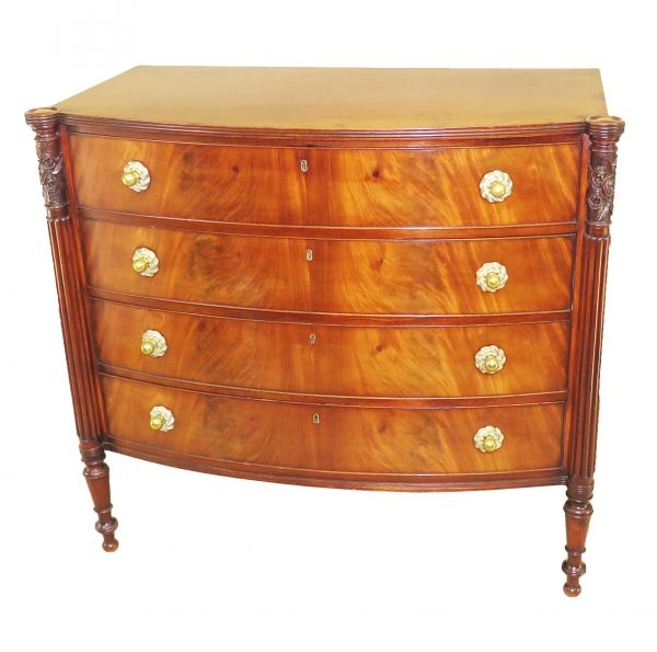 American 19th Century Federal Mahogany Bow Chest Of Drawers
