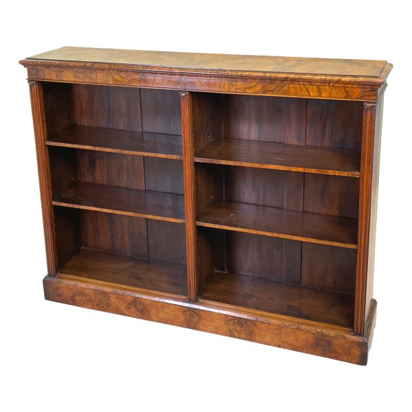 Victorian 19th Century Burr Walnut Dwarf Open Bookcase