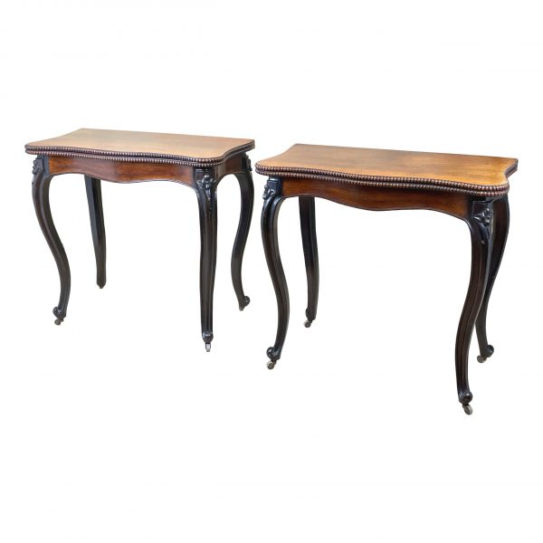 19th Century Rosewood Pair Of Card Tables
