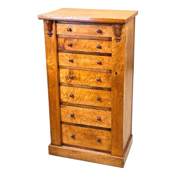 19th Century Birdseye Maple Wellington Chest