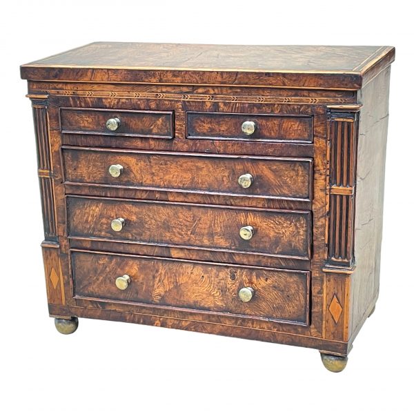 Regency Burr Oak Miniature Chest Of Drawers