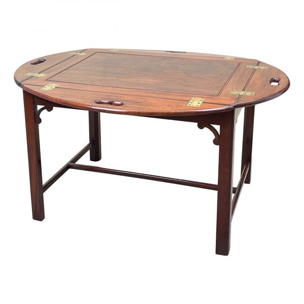 Georgian Mahogany Oval Butlers Tray On Stand