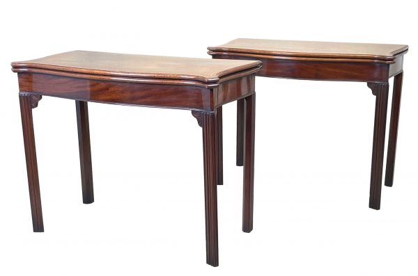 Georgian Mahogany Pair Of Serpentine Card Tables