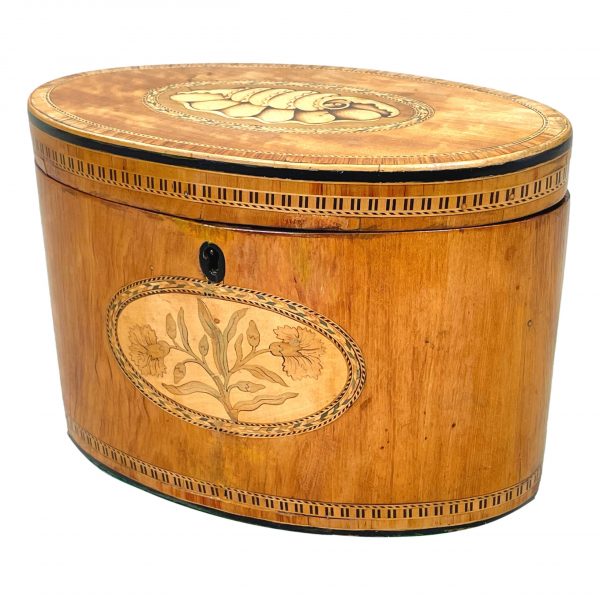 Georgian 18th Century Satinwood Oval Tea Caddy