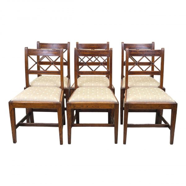 Set Of 6 Georgian Elm Dining Chairs