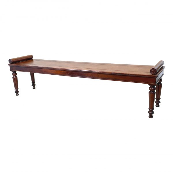 Large Regency Mahogany Window Seat Hall Bench