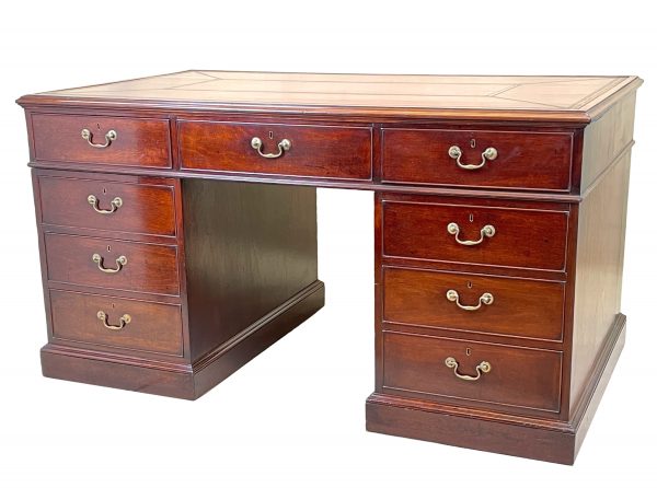 Chippendale Mahogany Partners Pedestal Desk