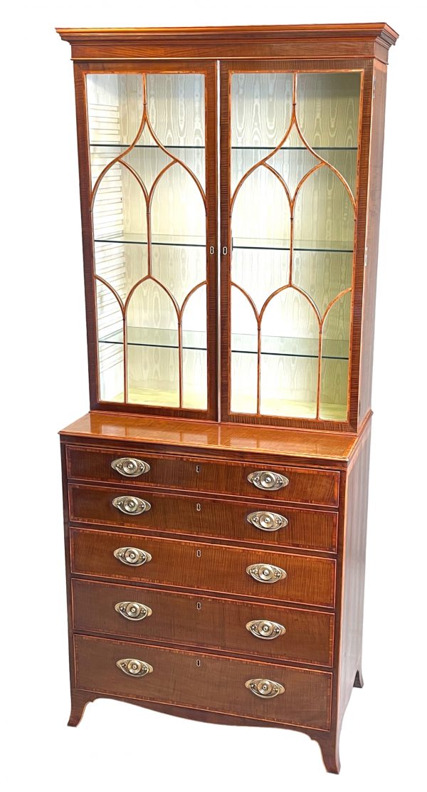 Georgian Harewood Secretaire Library Bookcase