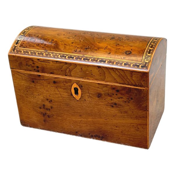 Georgian Yew Domed Top Tea Caddy