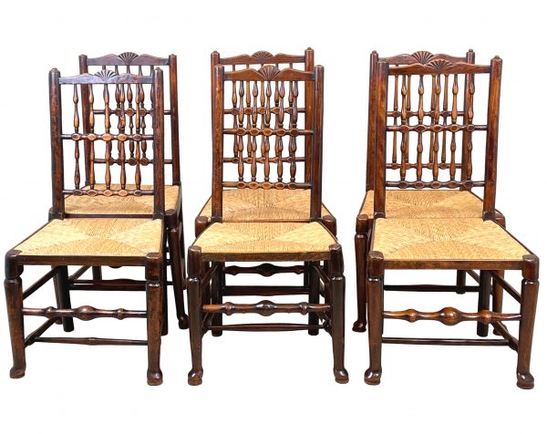 Set Of 6 Early 19th Century Spindle Back Dining Chairs