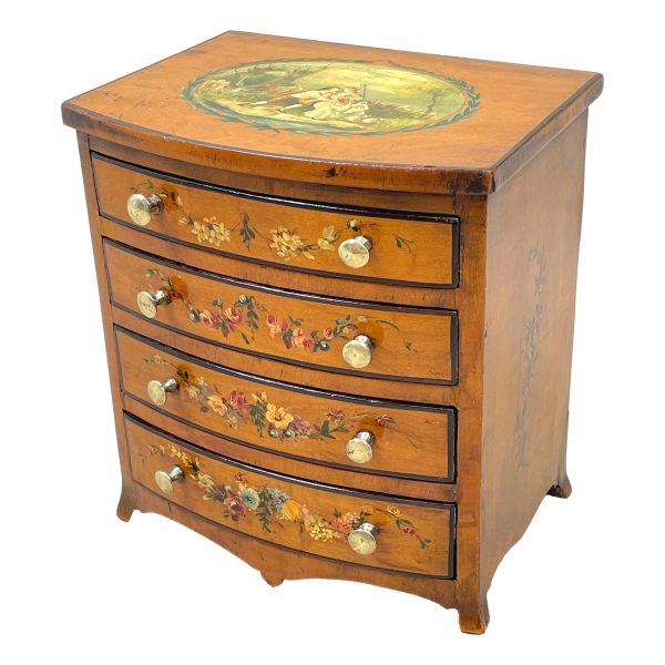 Satinwood Bowfronted Miniature Chest Of Drawers