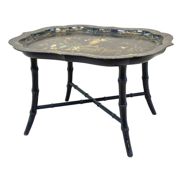 19th Century Shaped Papier Mache Tray On Stand