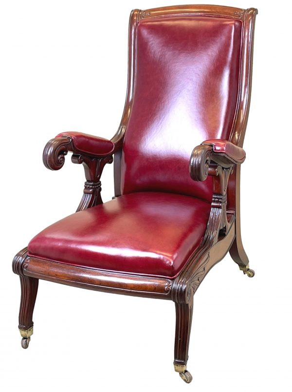 19th Century Mahogany Leather Library Chair