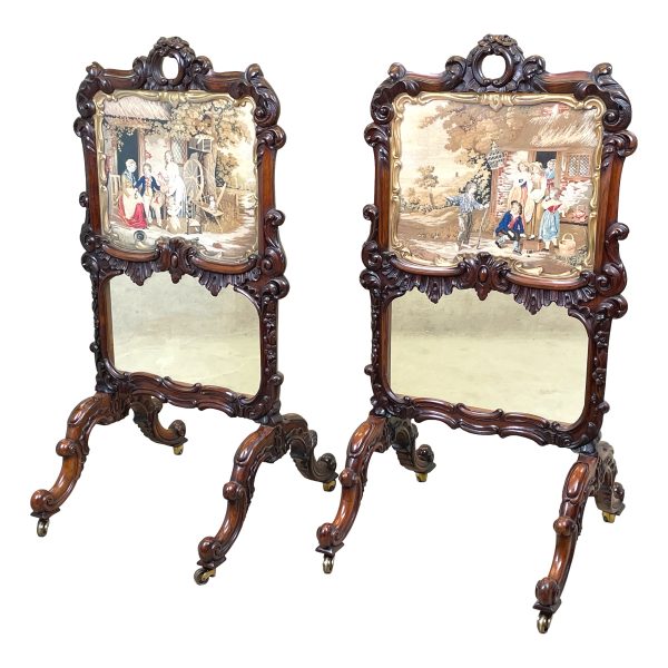Regency 19th Century Pair Of Rosewood Fire Screens