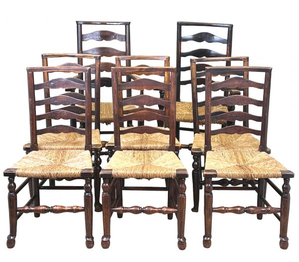 Set Of 8 Georgian Farmhouse Dining Chairs