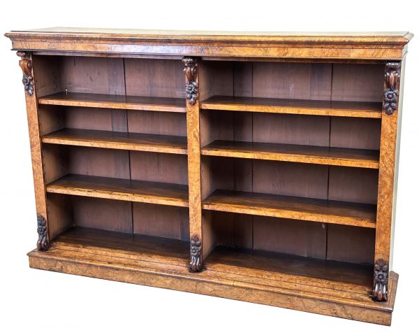 19th Century Burr Walnut Open Bookcase