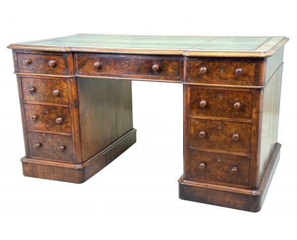 19th Century Walnut Breakfront Pedestal Desk