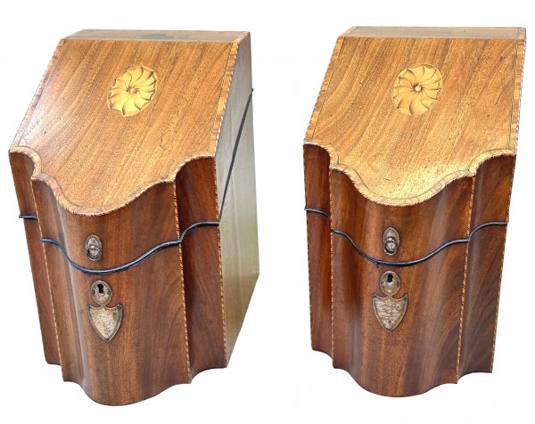 Georgian Mahogany Pair Of Knife Boxes
