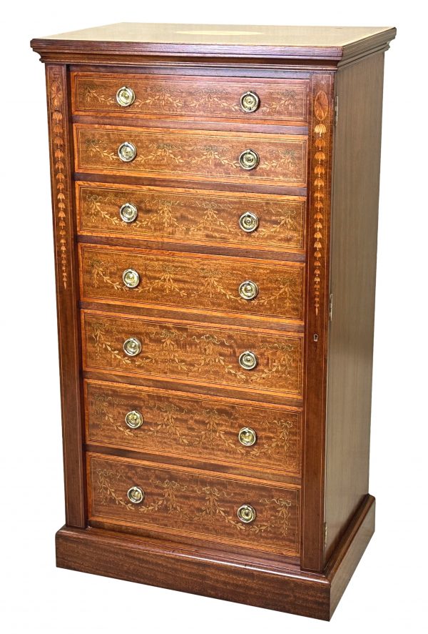 19th Century Mahogany & Satinwood Wellington Chest