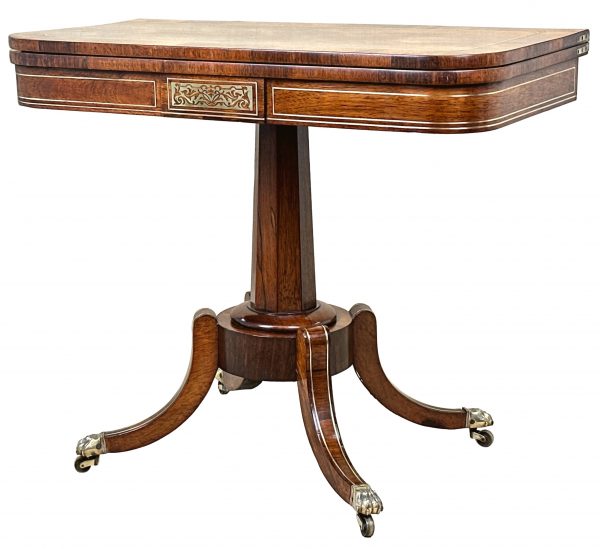 Regency Rosewood Brass Inlaid Card Table