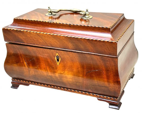 Georgian Bombe Shaped Mahogany Tea Caddy