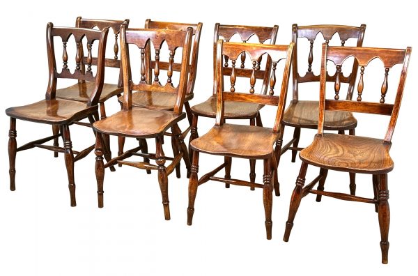 19th Century Set Of 8 Kitchen Dining Chairs