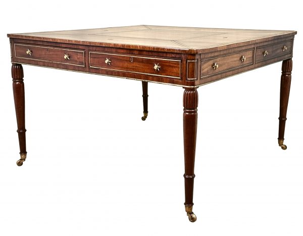 Regency Mahogany & Brass Partners Writing Table