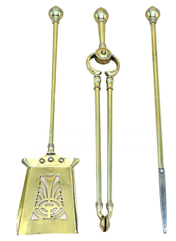 Set Of 19th Century Brass Fire Tools