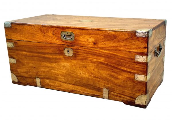 Small 19th Century Camphor Wood Campaign Trunk