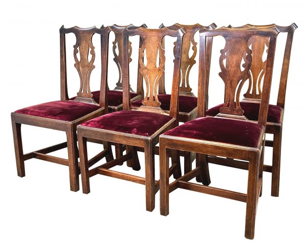 Set Of Six Georgian Walnut Dining Chairs