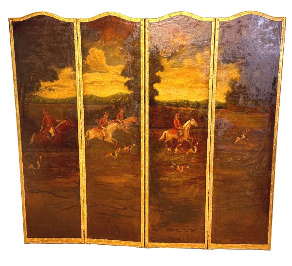 Late 19th Century Leather Four Fold Screen