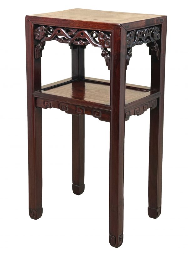 Oriental Hardwood Two Tier Lamp Table