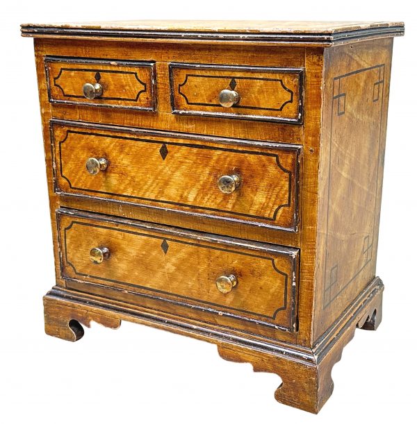Painted Pine 19th Century Miniature Chest Of Drawers