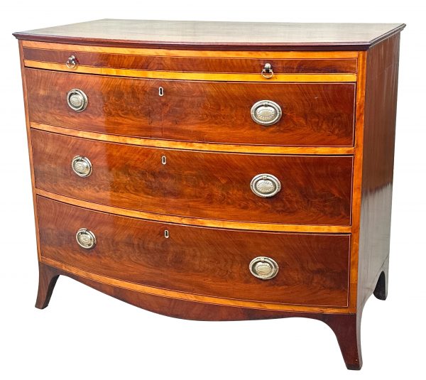 Georgian 18th Century Mahogany Bowfront Chest Of Drawers