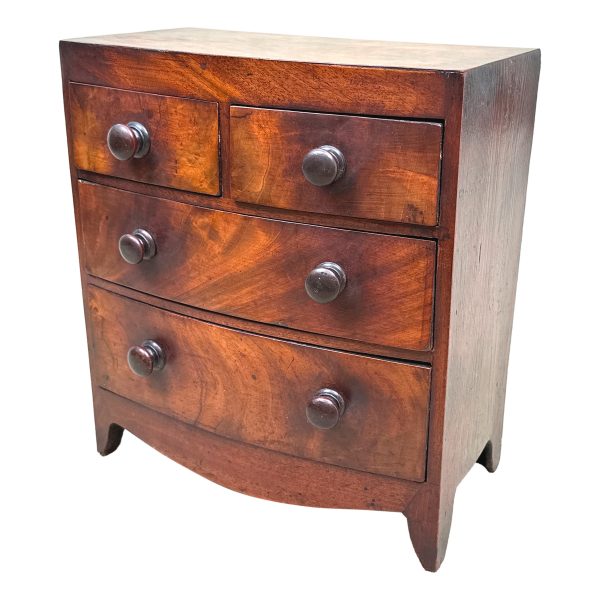 Victorian Miniature Mahogany Bowfront Chest Of Drawers