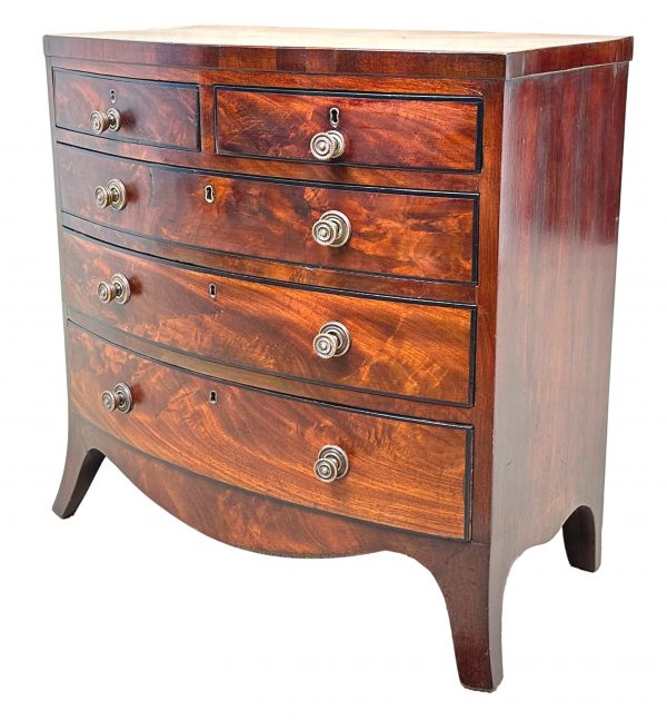 Georgian Mahogany Miniature Bowfront Chest Of Drawers