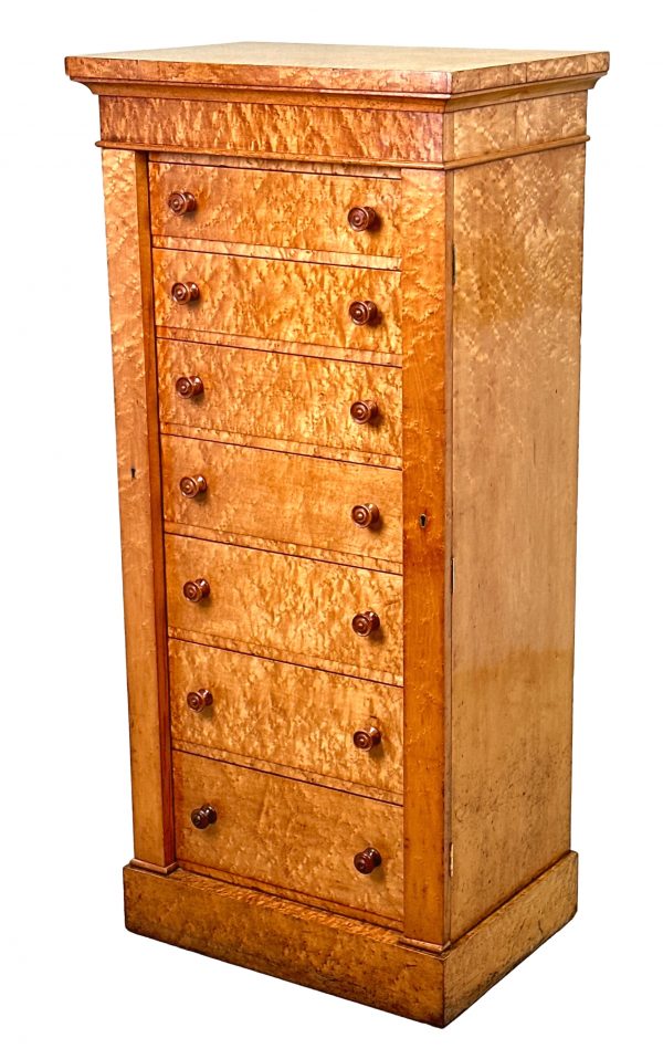19th Century Birdseye Maple Wellington Chest