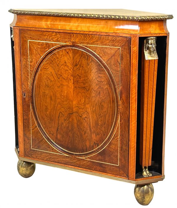 Regency Rosewood & Brass Corner Cupboard