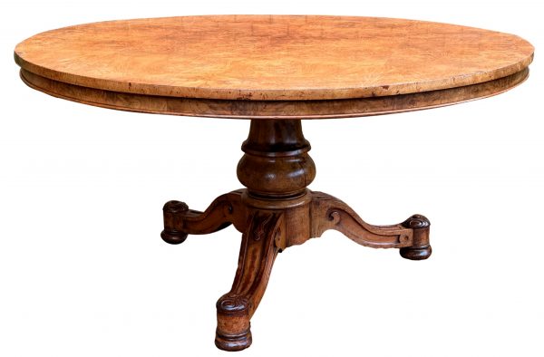 Large Victorian Burr Walnut Circular Centre Table