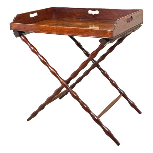 Georgian Mahogany Butlers Tray On Folding Stand