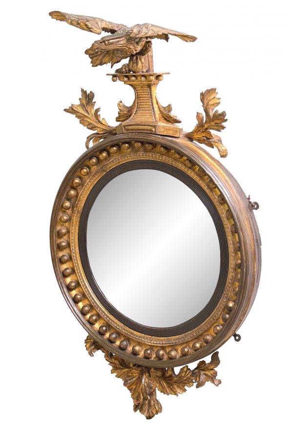 Regency Giltwood Circular Convex Mirror