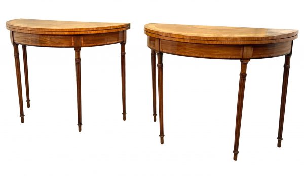 Pair Of 18th Century Georgian Demi Lune Card Tables