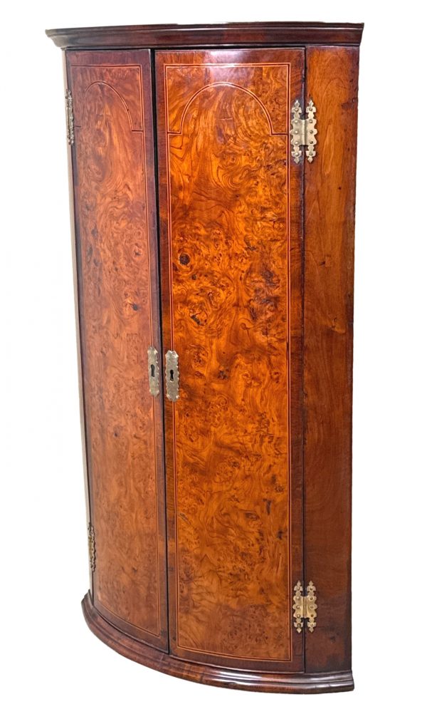 Georgian Elm & Walnut Corner Cupboard
