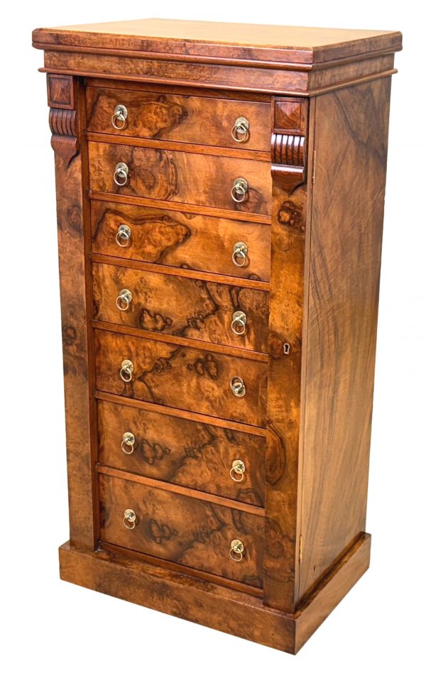 Walnut 19th Century Wellington Chest Of Drawers