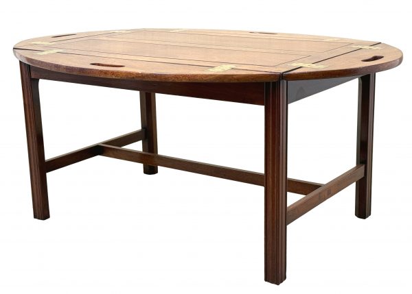 Georgian Two Panel Mahogany Oval Butlers Tray On Stand