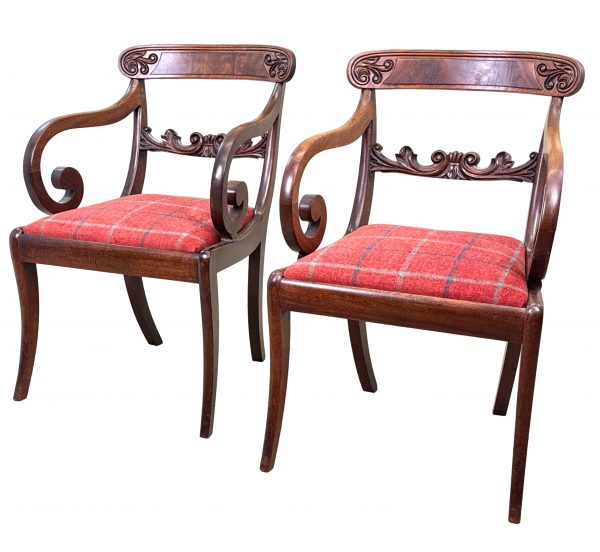 Pair Of Large Regency Mahogany Carver Armchairs