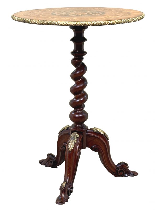Victorian Walnut, Ormolu And Marquetry Circular Lamp Table