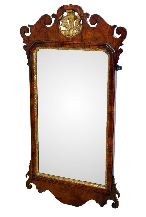 George II Walnut & Gilt Wall Mirror