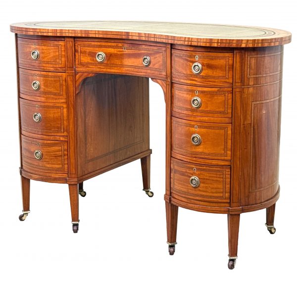19th Century Satinwood Kidney Shaped Desk